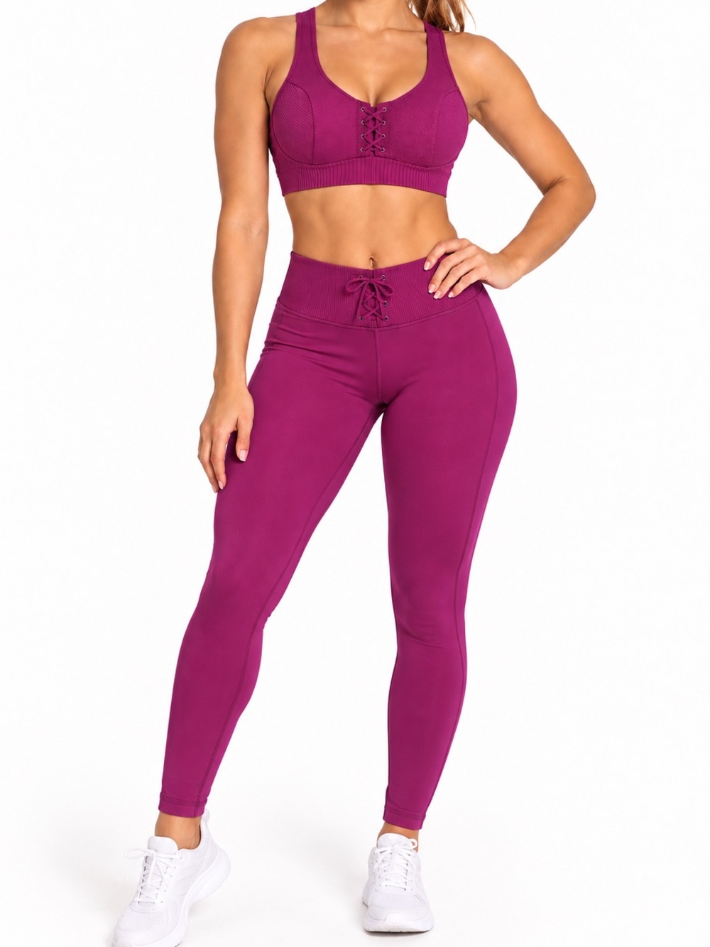 Victoria's Secret Magenta High-Waist Lace-Up Leggings